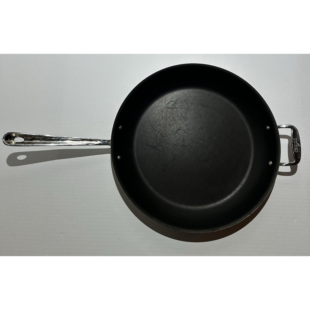 All Clad D3 Stainless Steel 14" Fry Pan Made In USA Cooking